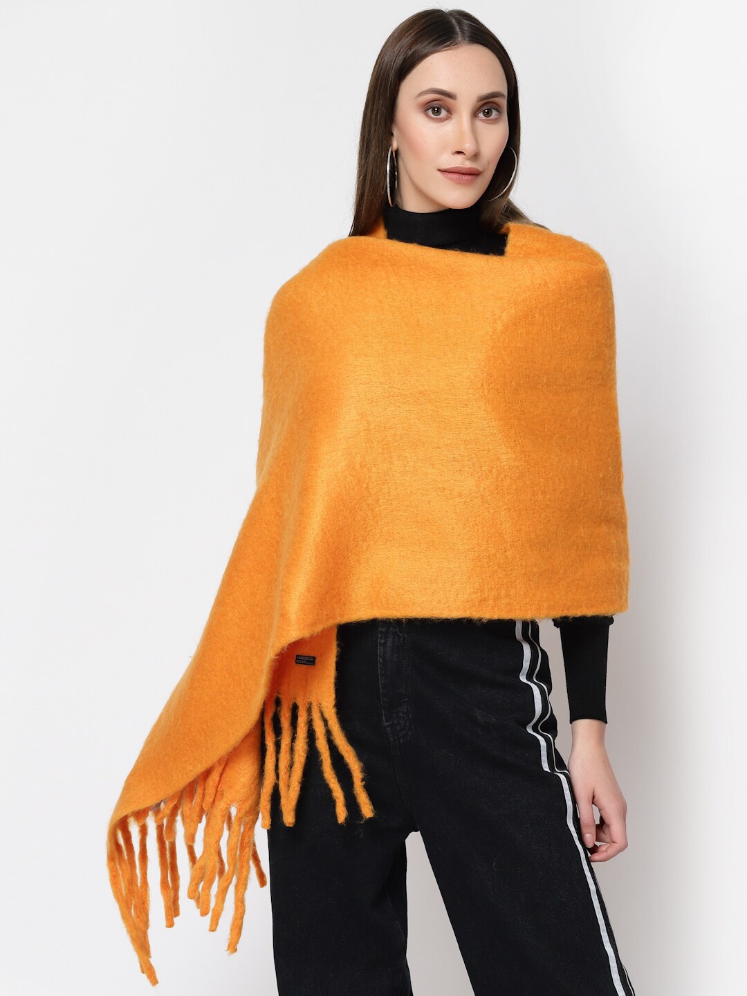 

513 Women Tasselled Border Stole, Orange