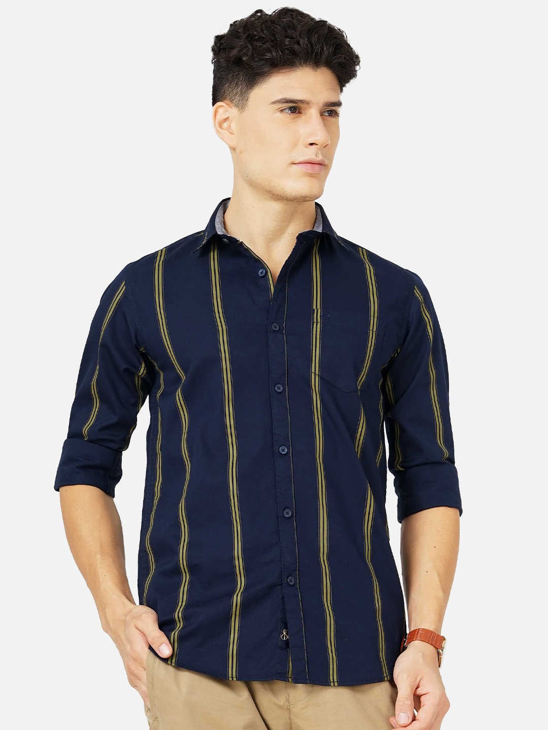 

SORATIA Men Striped Casual Shirt, Olive