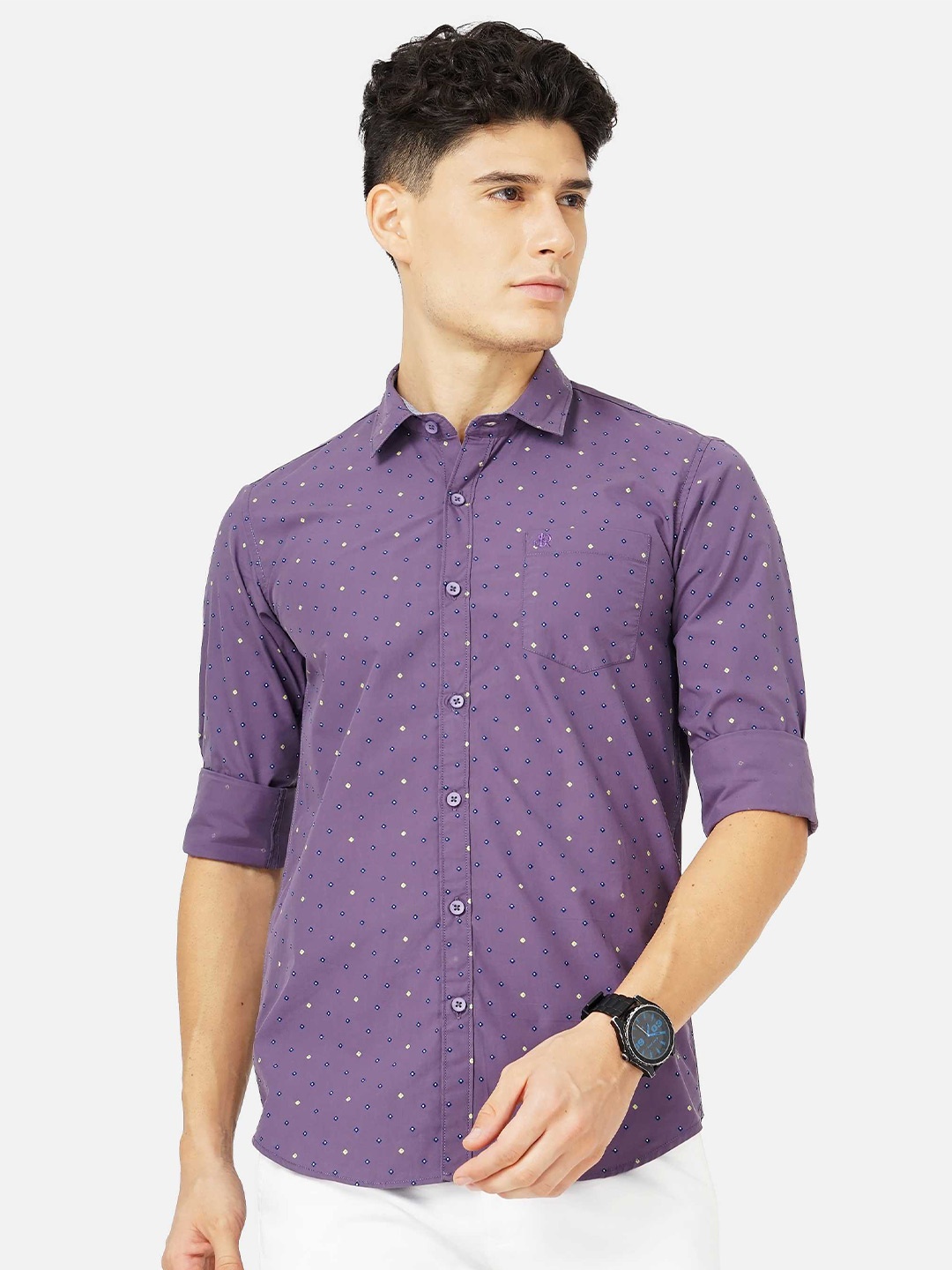 

SORATIA Geometric Printed Cotton Casual Shirt, Purple
