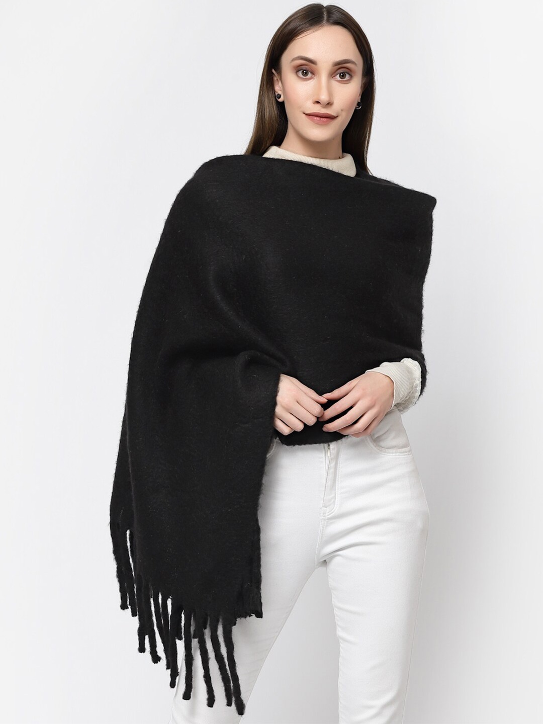 

513 Women Tasselled Border Stole, Black