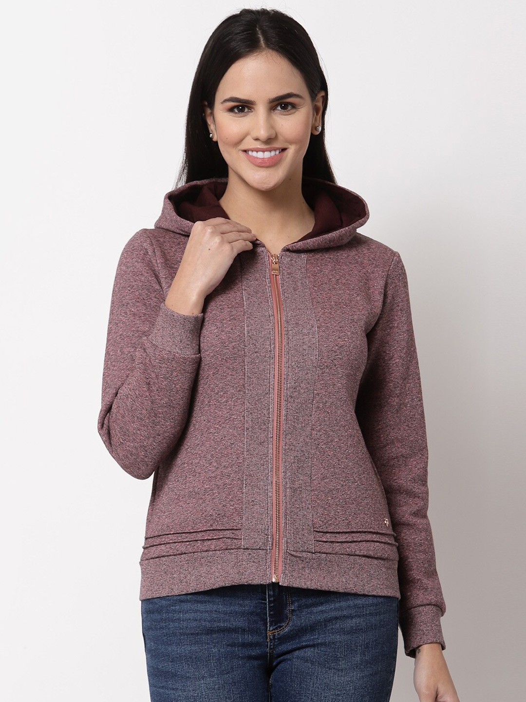 

Juelle Women Front-Open Hooded Fleece Sweatshirt, Pink