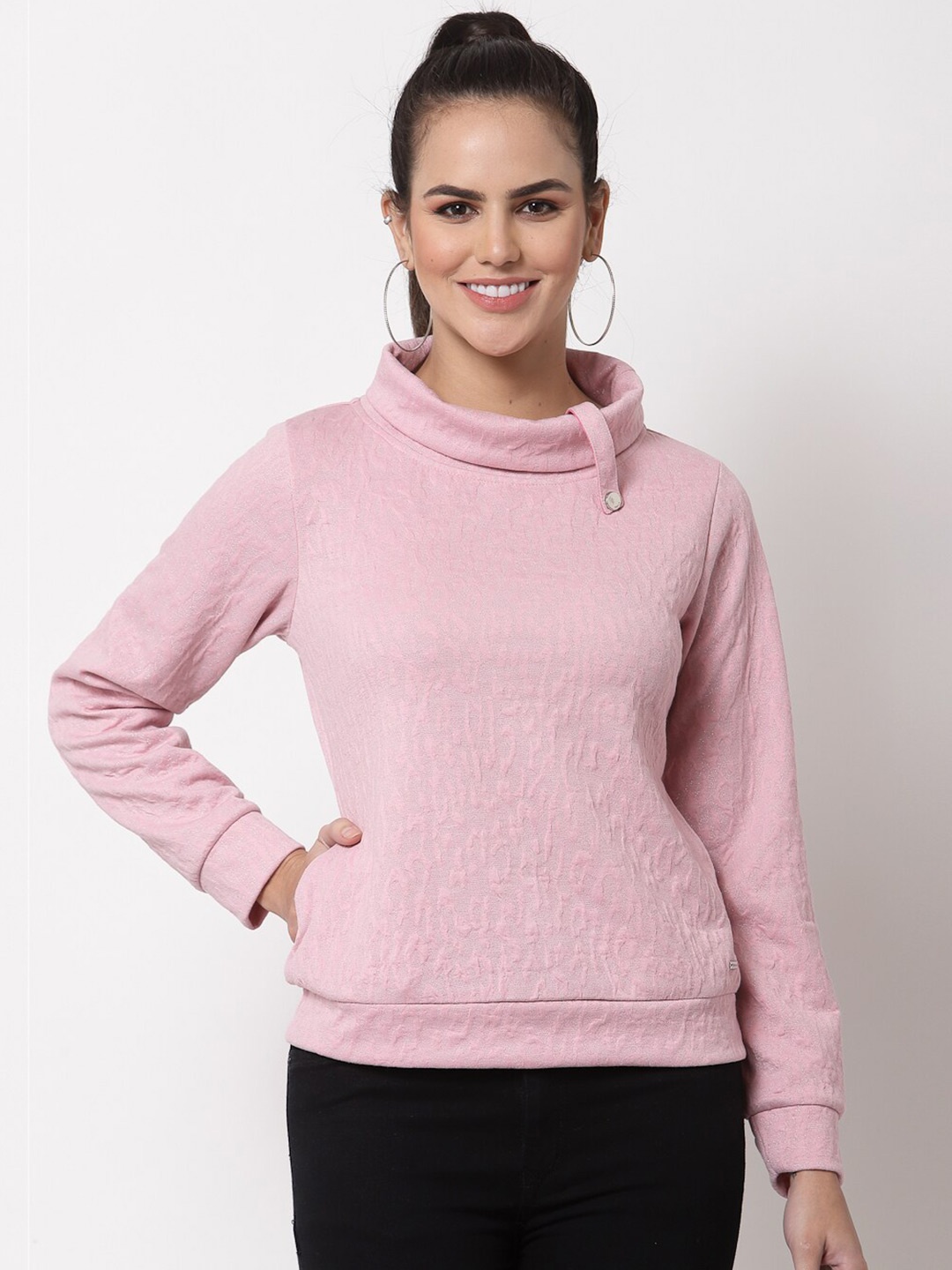 

Juelle Women Turtle Neck Pullover Fleece Sweatshirt, Pink