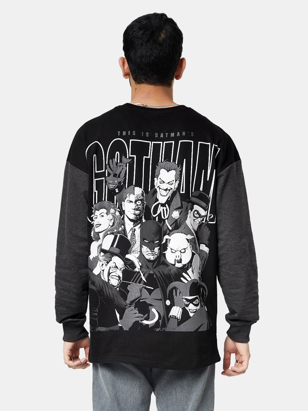 

The Souled Store Men Batman Printed Oversized Oversized T-Shirt, Black