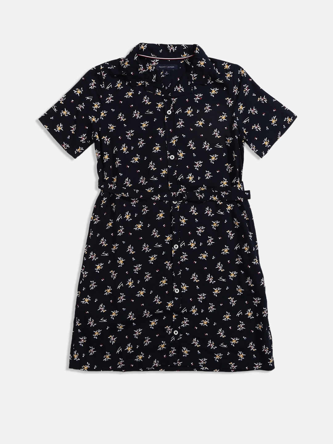 

Tommy Hilfiger Girls Floral Printed Cotton Shirt Dress, Navy blue