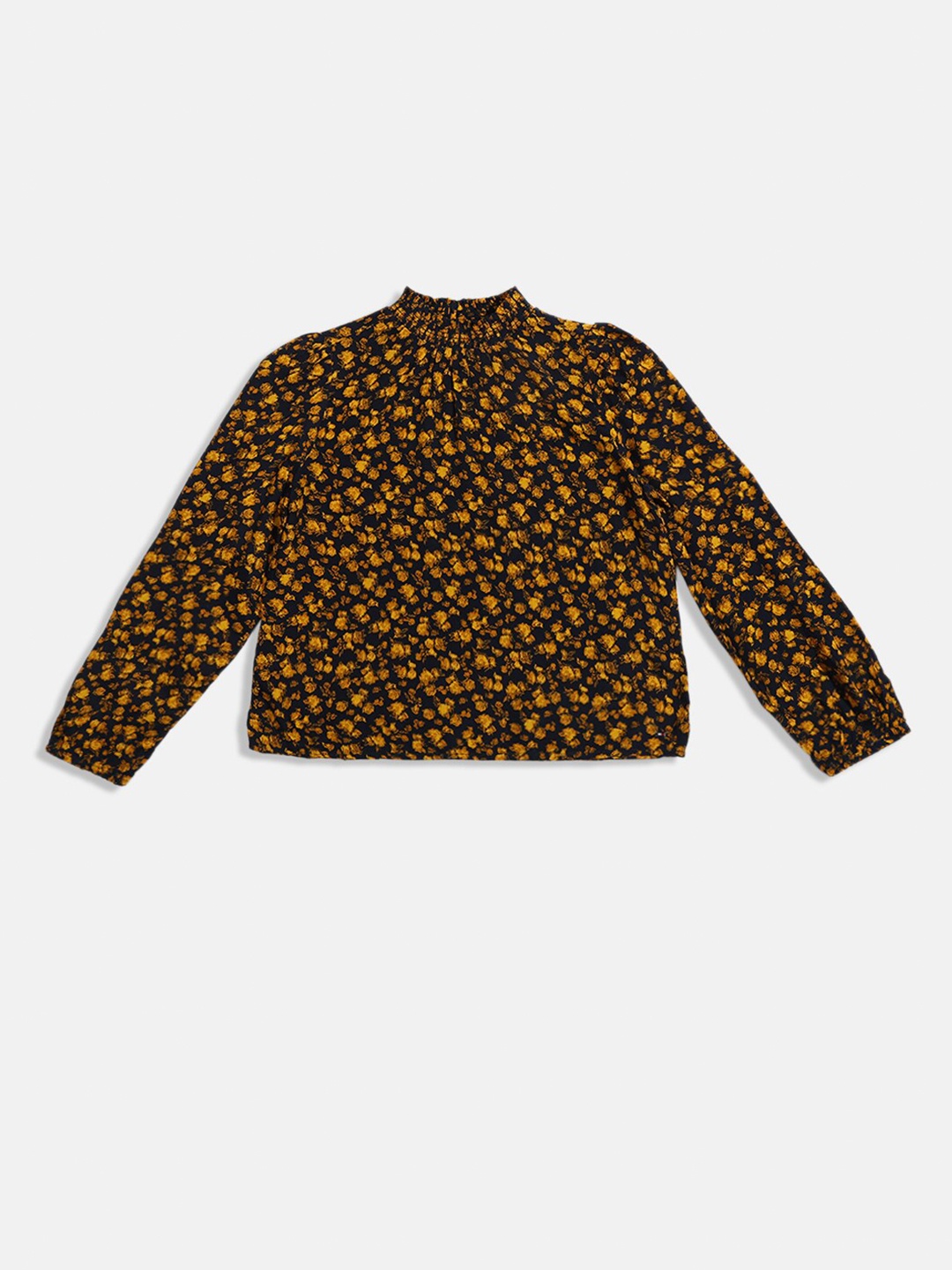 

Tommy Hilfiger Animal Print Mandarin Collar Top, Yellow