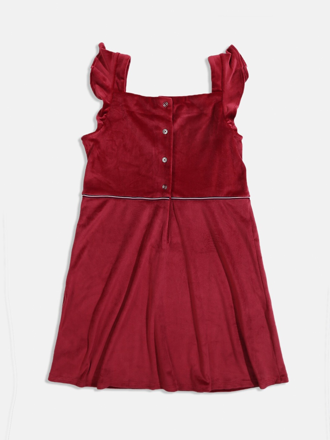 

Tommy Hilfiger Girls Square Neck Cotton A-Line Dress, Maroon