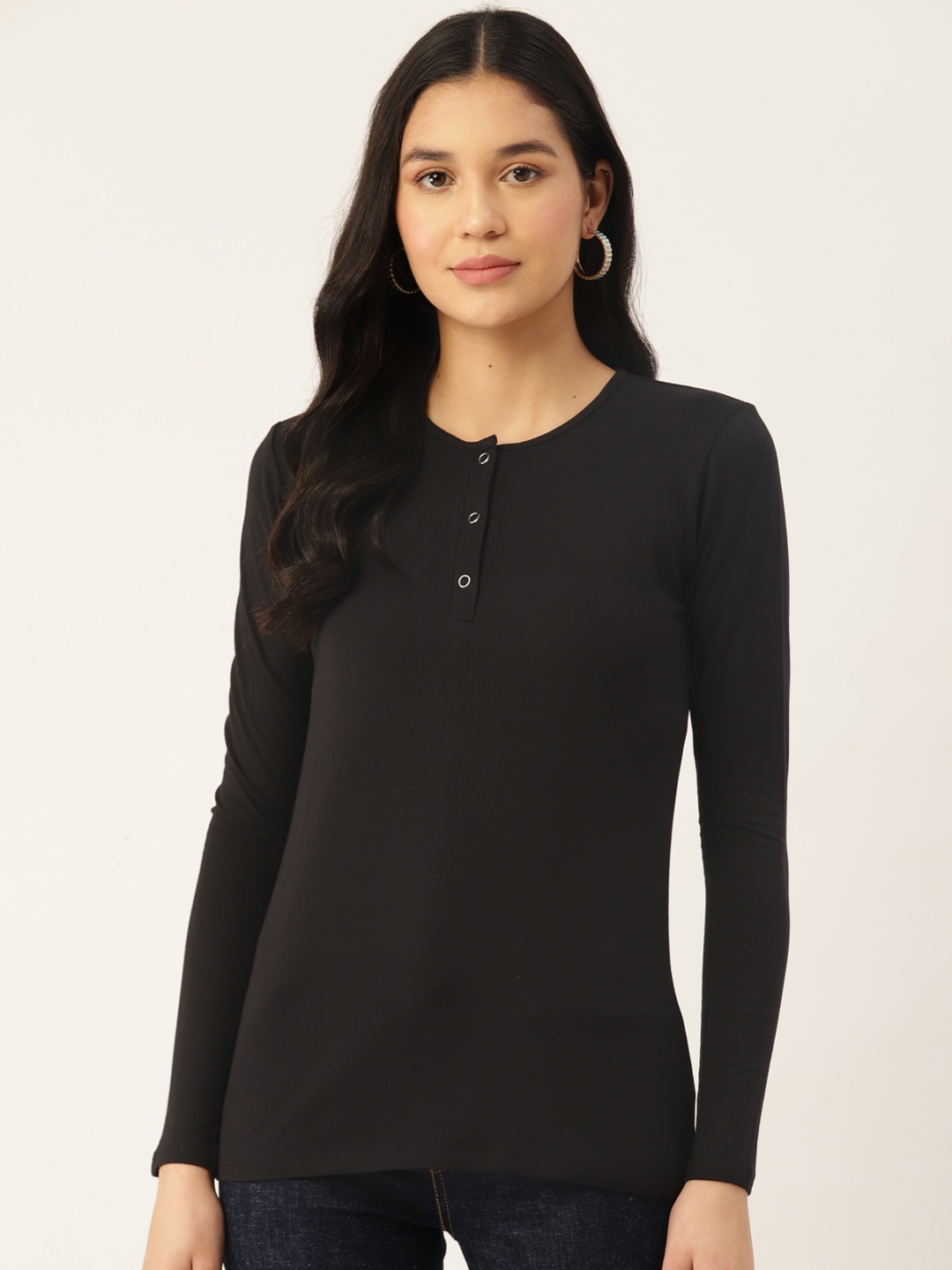 

UNMADE Women Solid Modal Top, Black