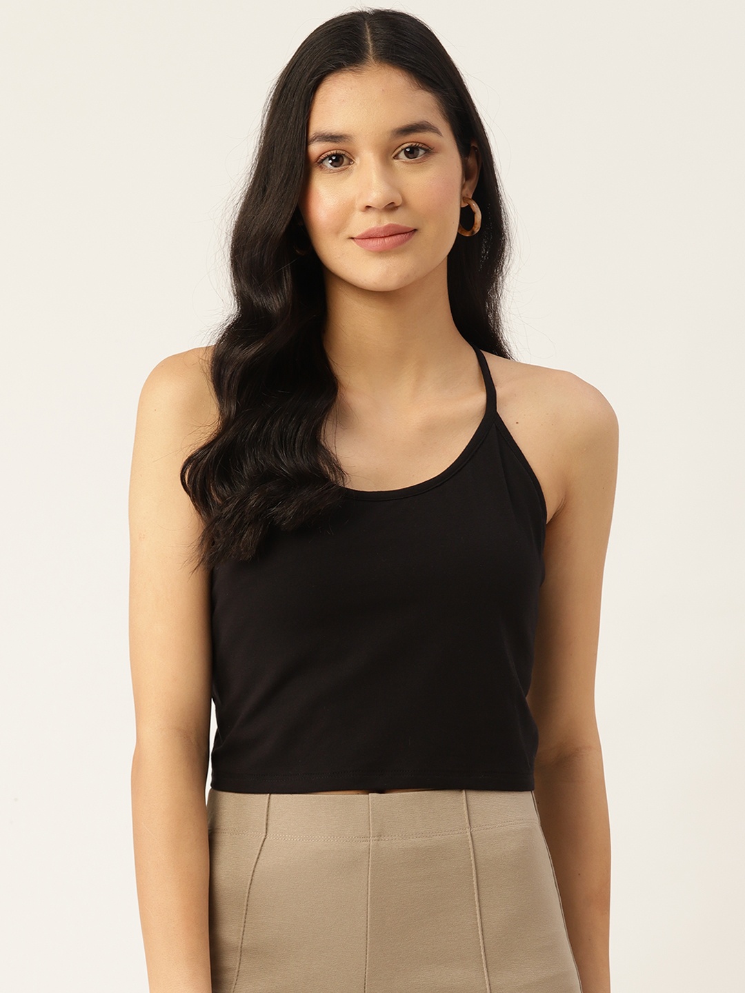 

UNMADE Styled Back Modal Crop Top, Black