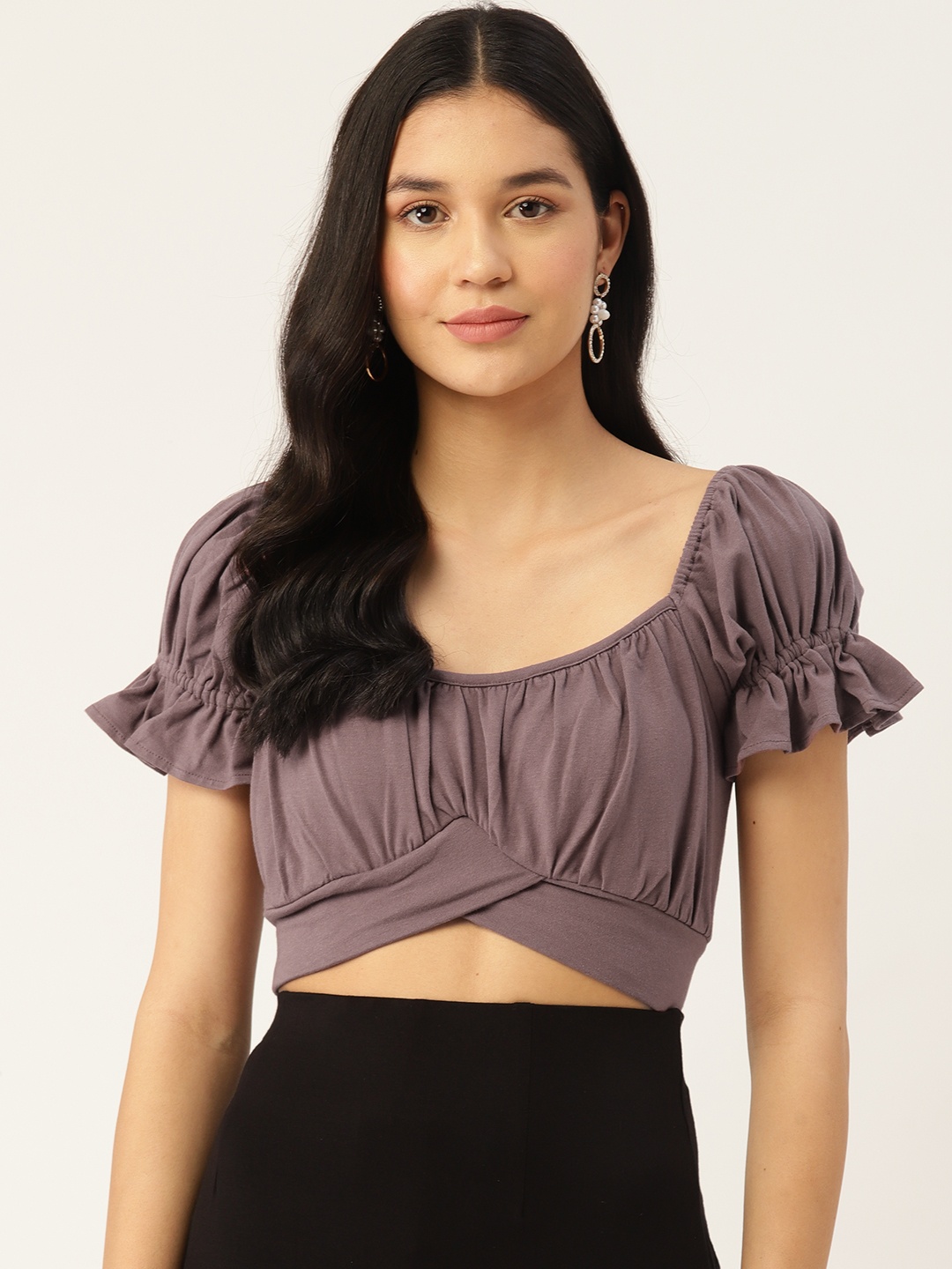 

UNMADE Ruffles Bralette Crop Top, Mauve