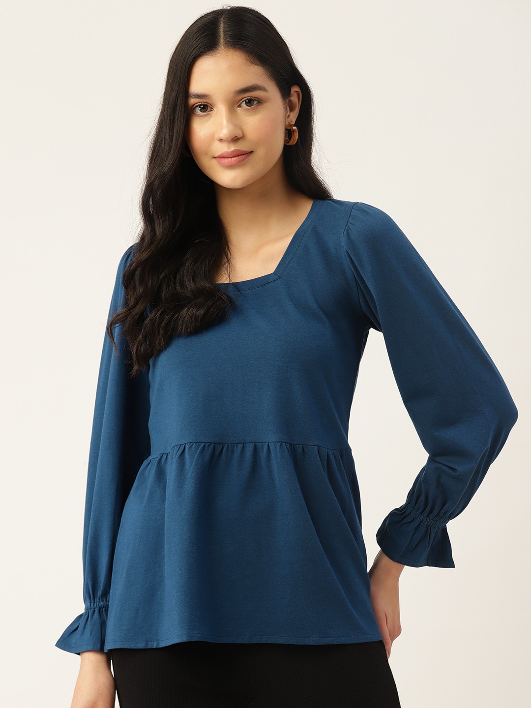 

UNMADE Solid Pleated Empire Top, Blue