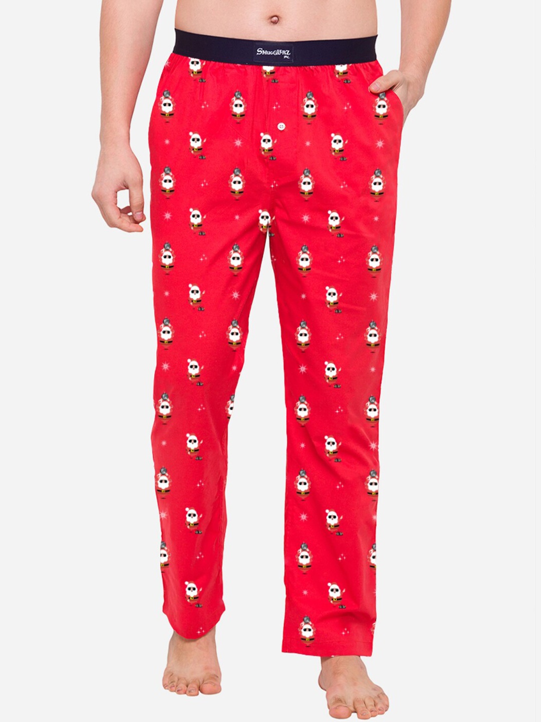 

SMUGGLERZ INC. Men Printed Cotton Lounge Pant, Red