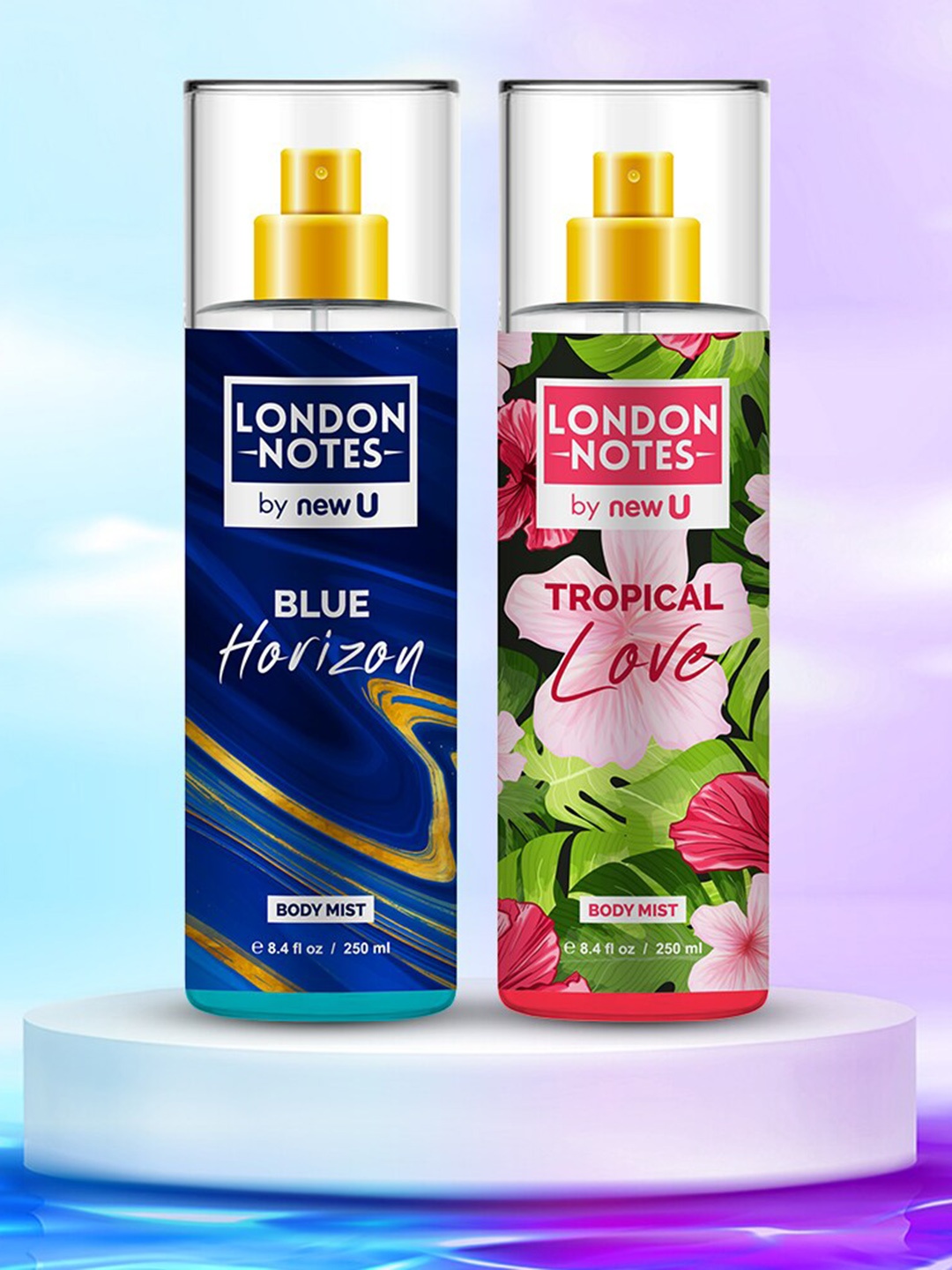 

NewU Pack of 2 London Notes Tropical Love + Blue Horizon Body Mist-500 ml