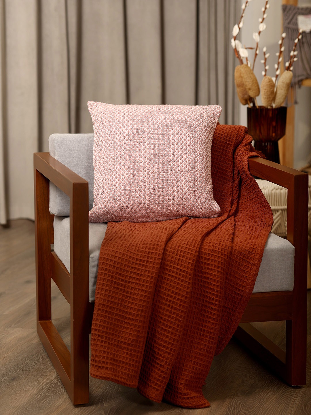 

SASHAA WORLD 100% Cotton Cushion Cover ( 45x45 cm ), Pink