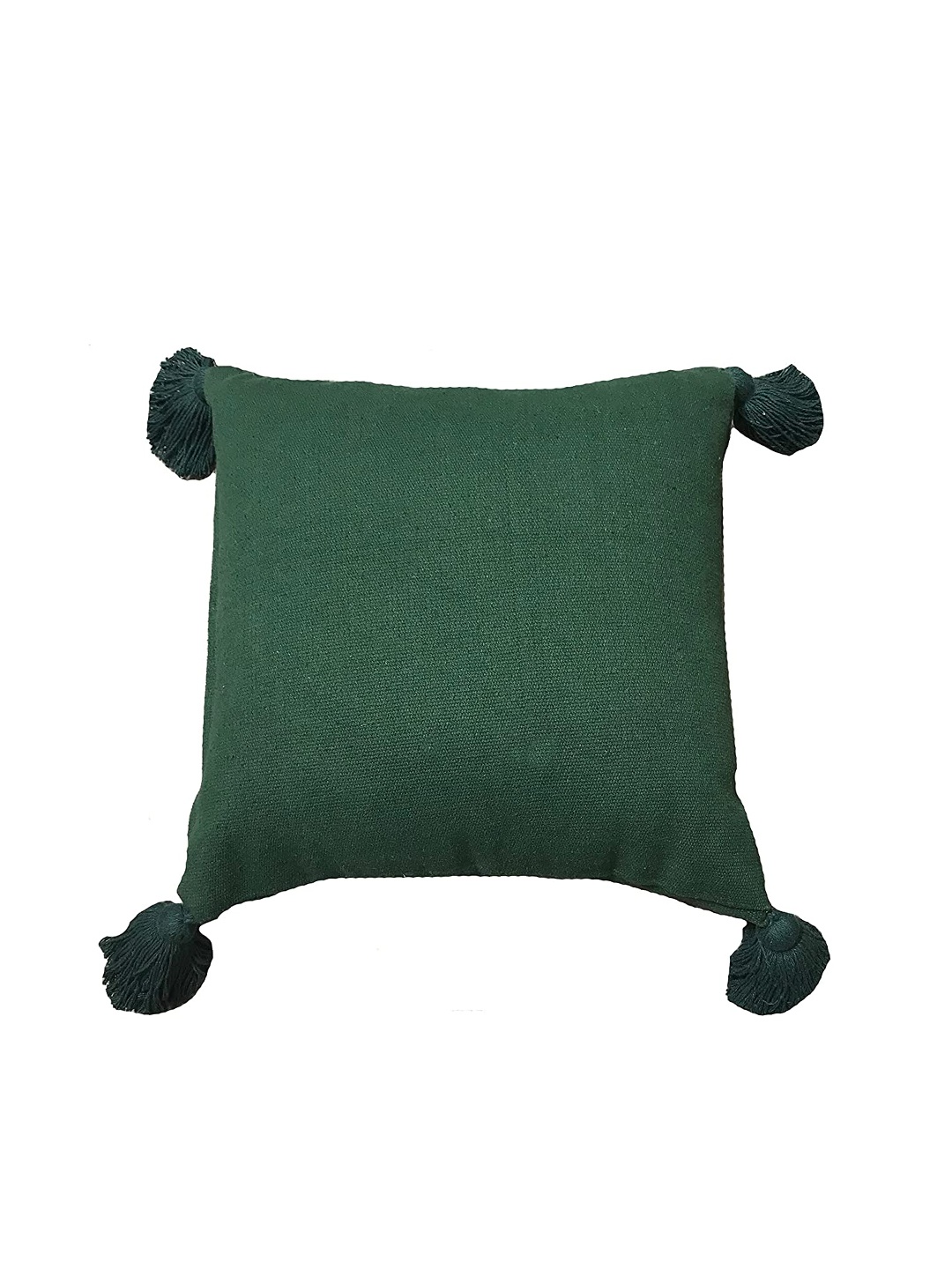 

SASHAA WORLD Set of 2 100% Cotton Cushion Covers with Tassels (16x16 inches), Green