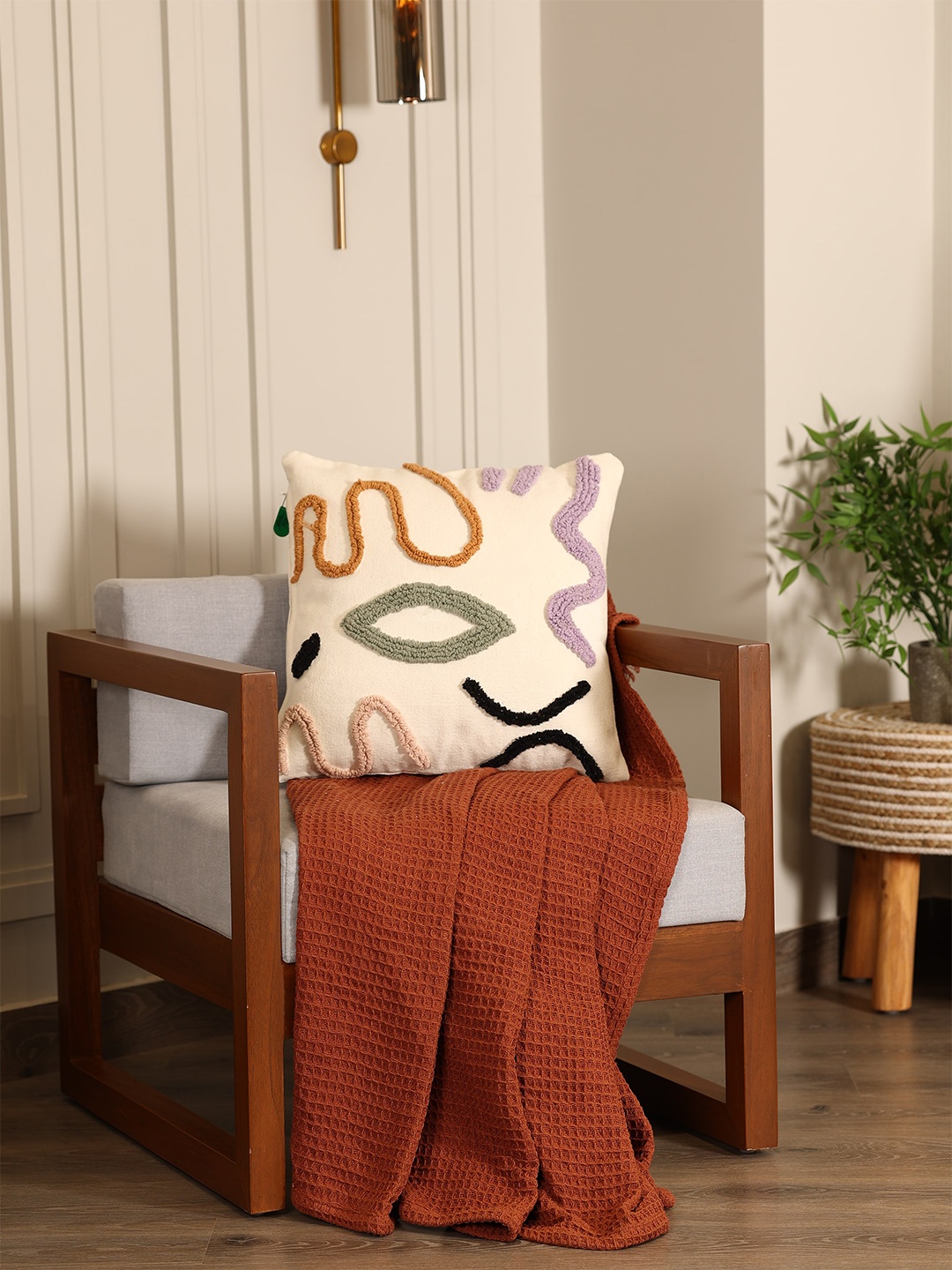 

SASHAA WORLD 100% Cotton Cushion Cover ( 45x45 cm ), Off white