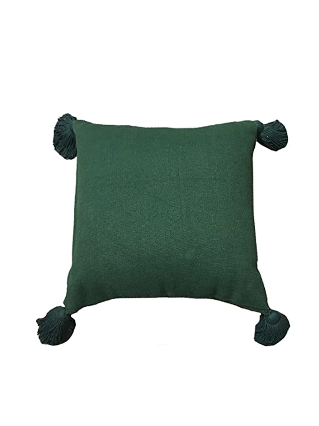 

SASHAA WORLD Set of 4100% Cotton Cushion Covers with Tassels (16x16 inches), Green