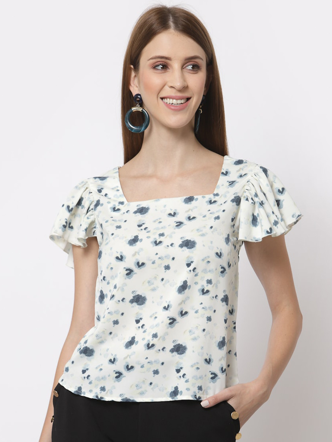 

Juelle Floral Print Top, Off white