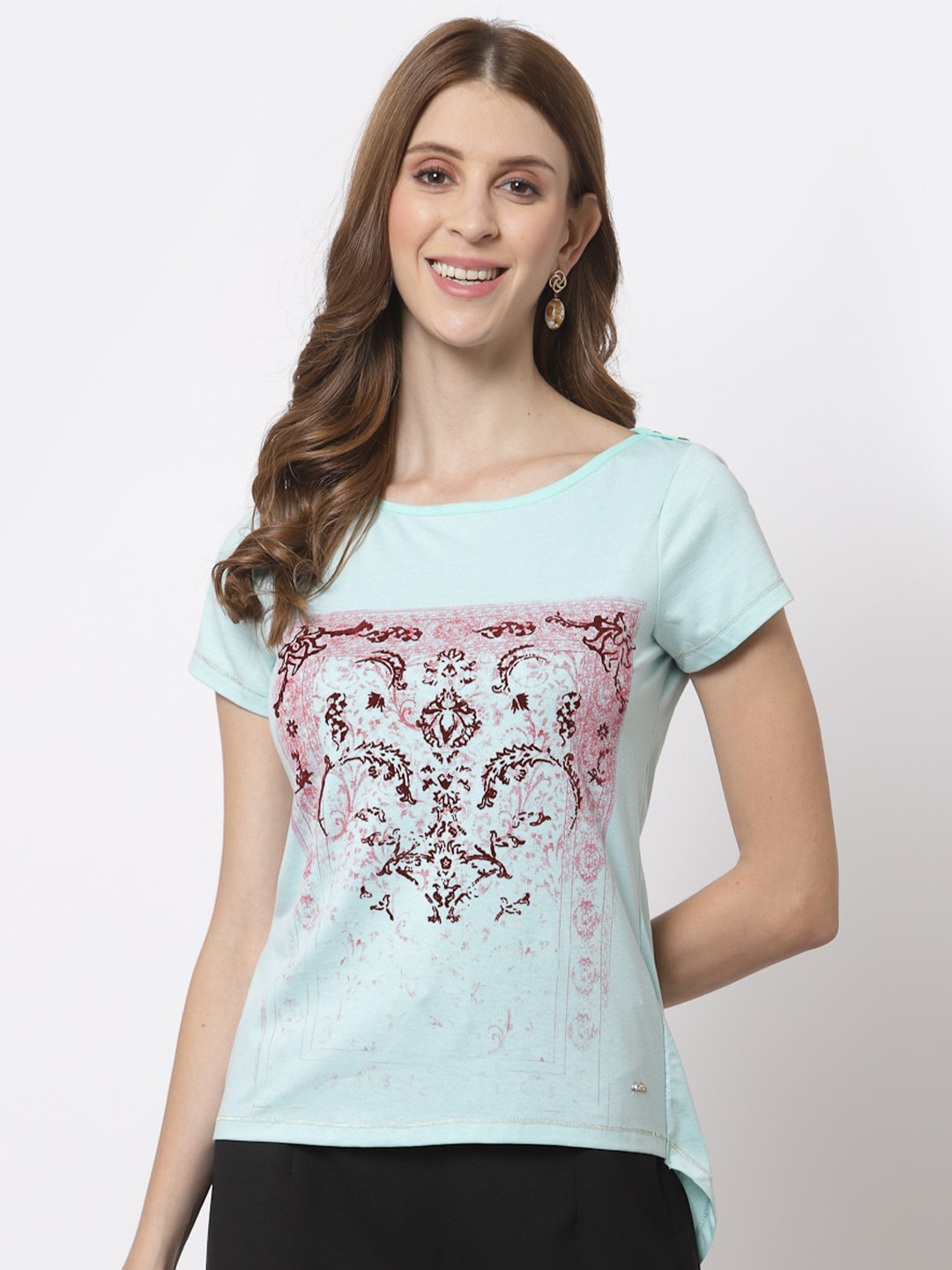 

Juelle Graphic Print Top, Sea green