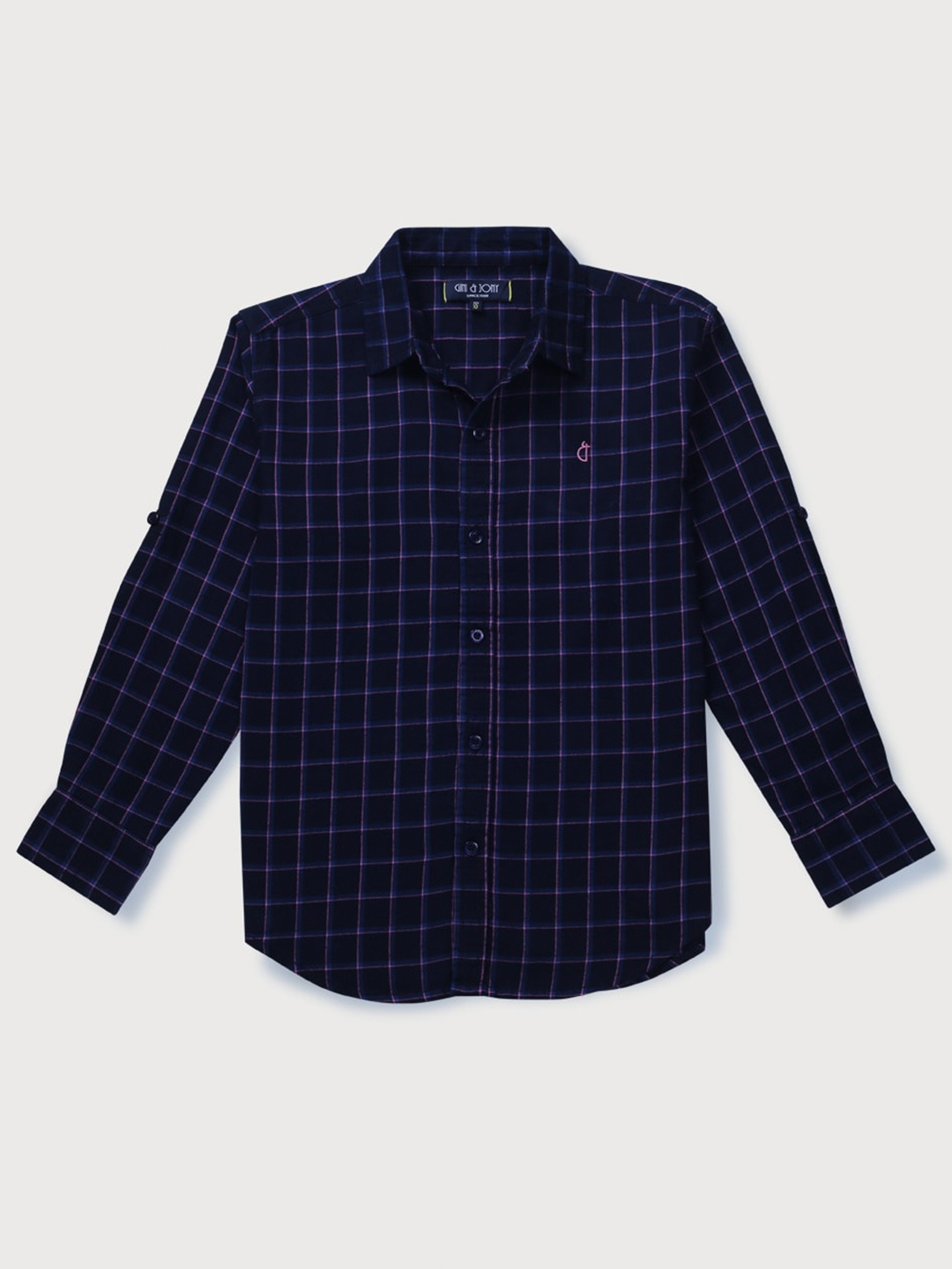 

Gini and Jony Boys Grid Tattersall Checked Casual Shirt, Navy blue