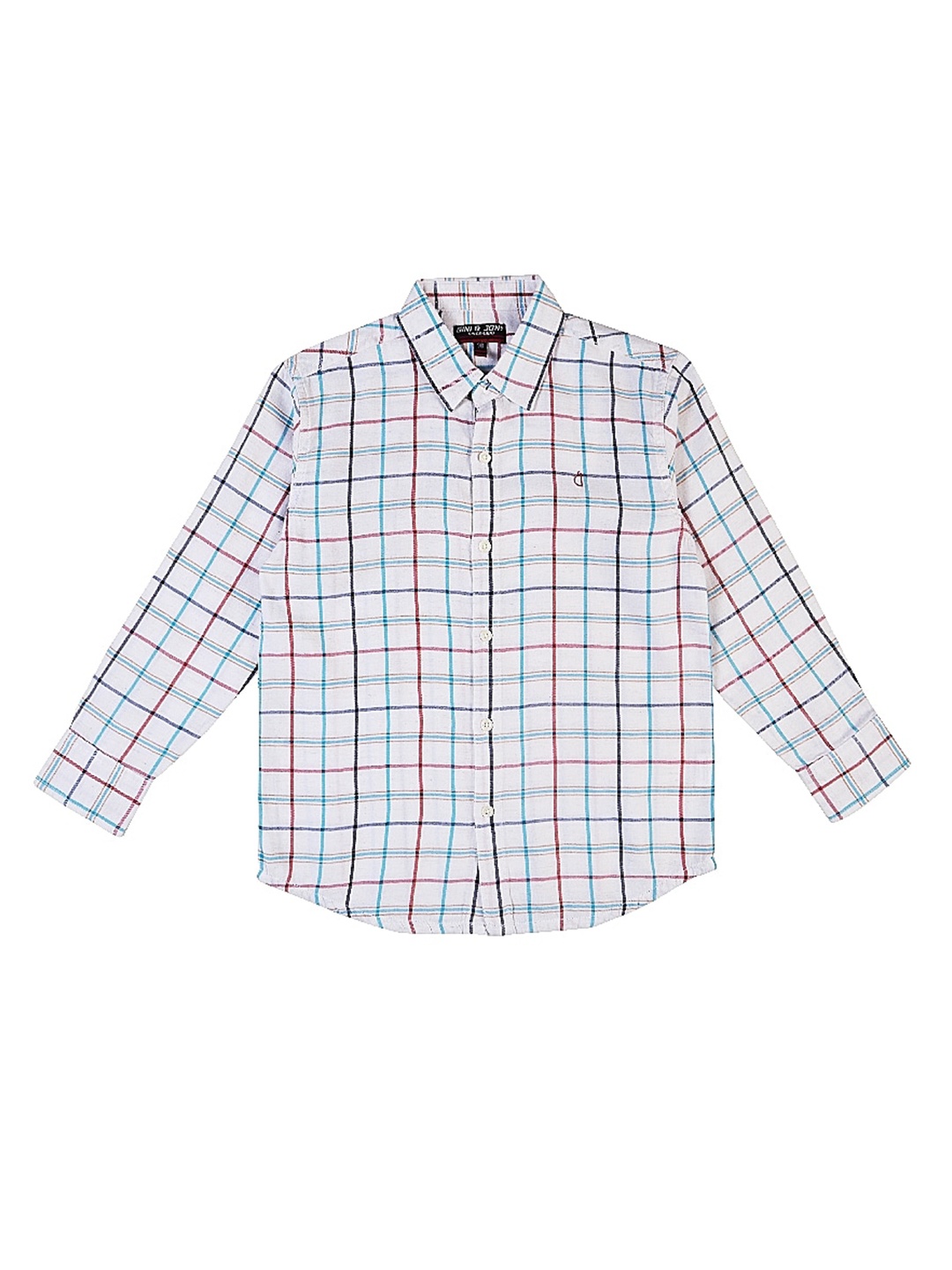 

Gini and Jony Boys Checked Cotton Casual Shirt, White