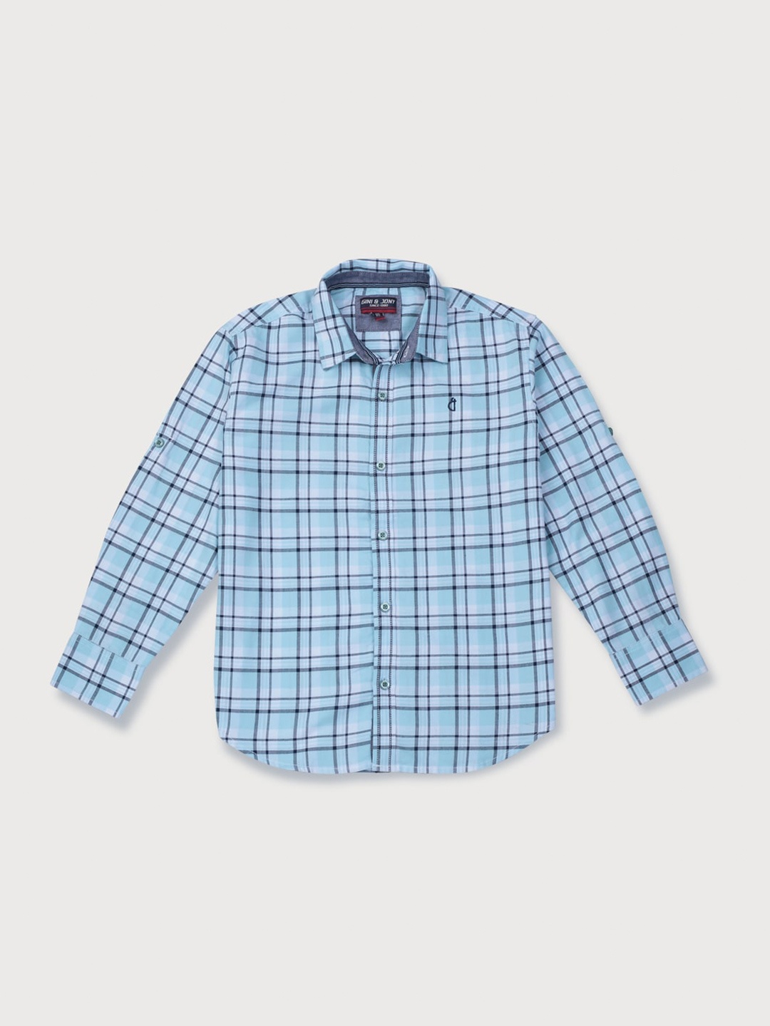 

Gini and Jony Boys Checked Cotton Casual Shirt, Blue