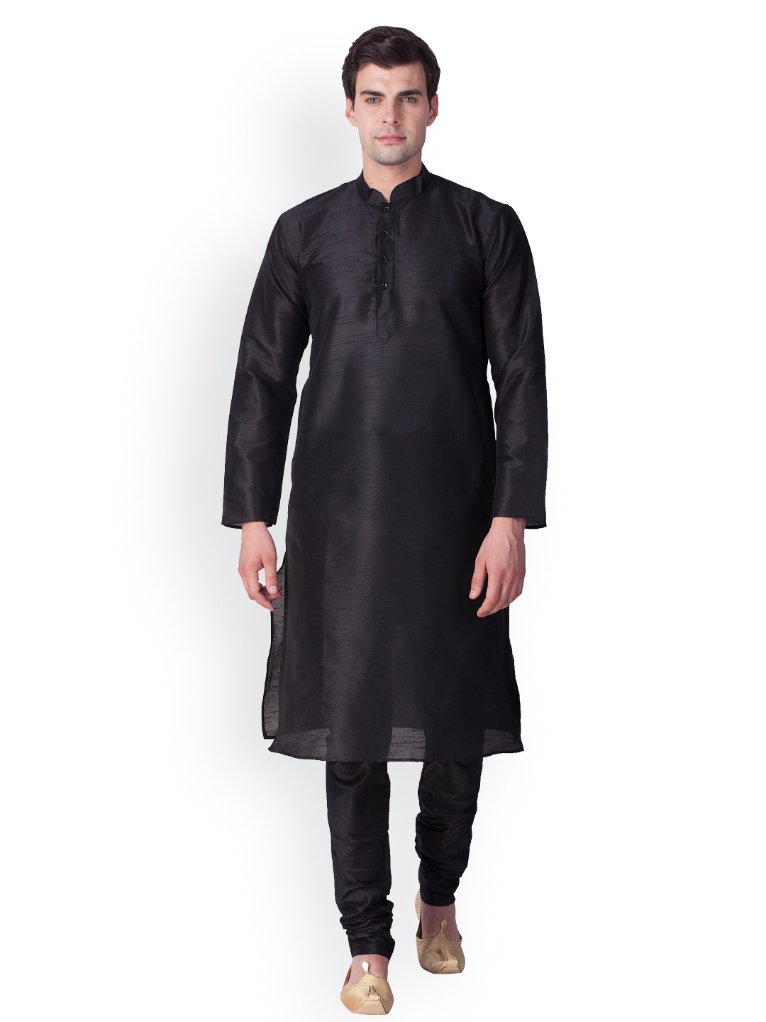 

SYONN Men Black Solid Straight Kurta