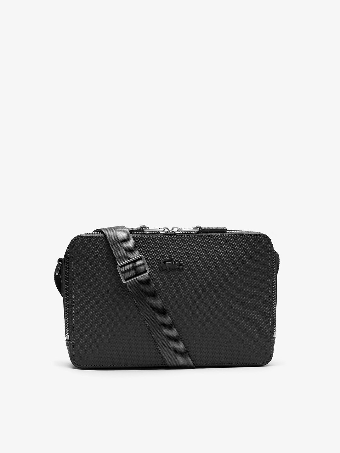 

Lacoste Men Leather Messenger Bag, Black
