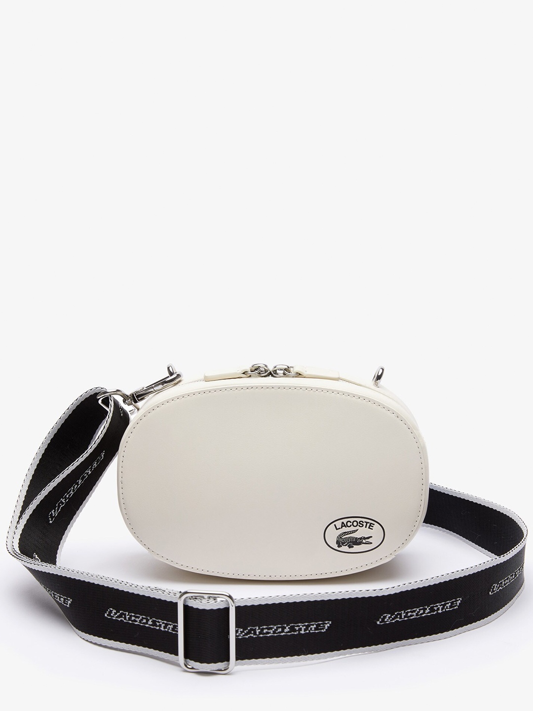 

Lacoste Multicoloured Leather Structured Sling Bag, White