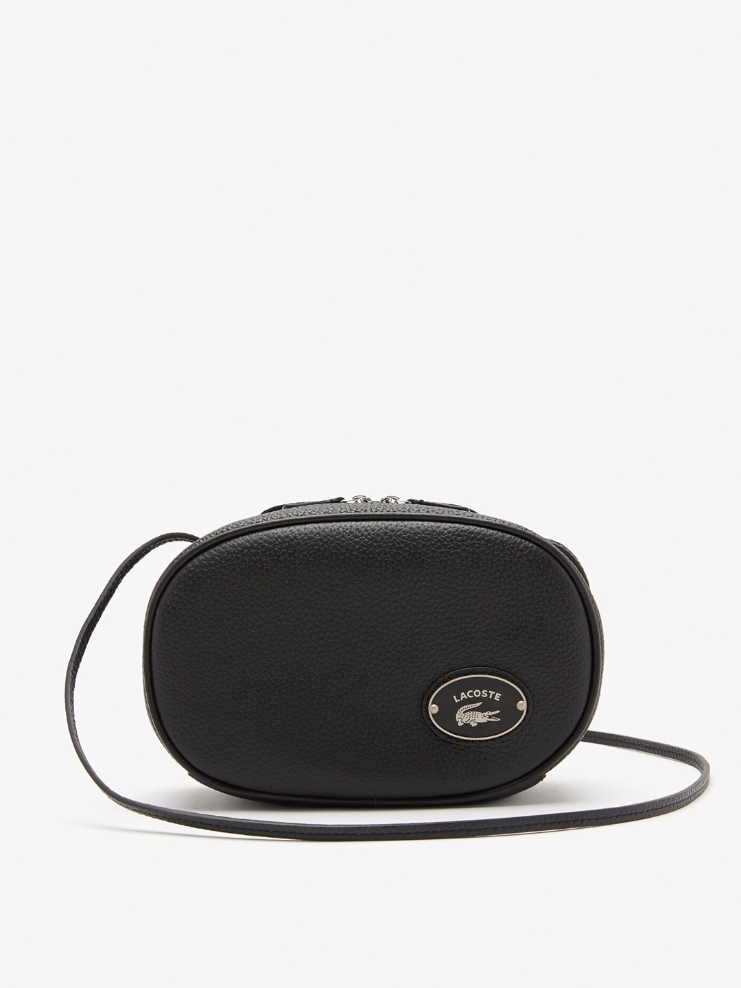

Lacoste Leather Structured Sling Bag, Black