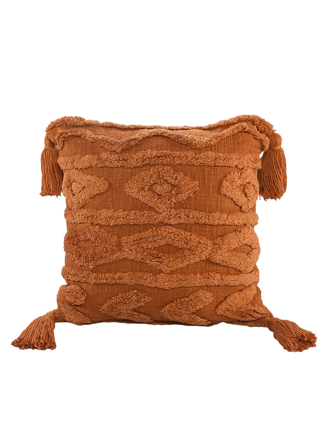 

SASHAA WORLD Orange Self-Design Textured Pure Cotton Cushion