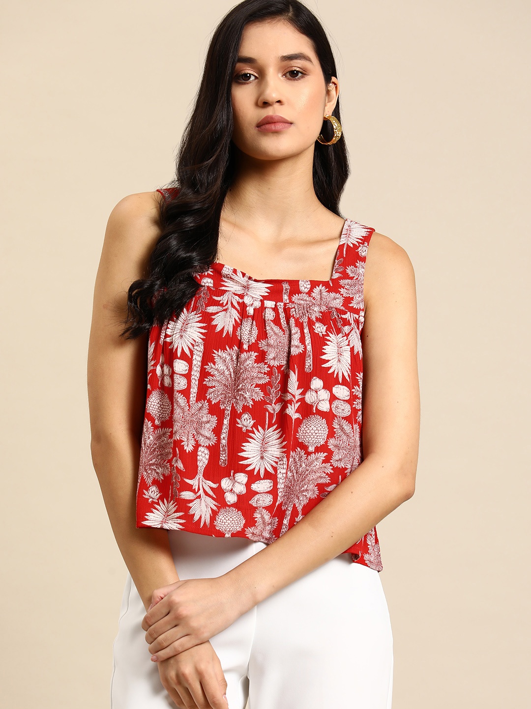 

all about you Floral Print Top, Red