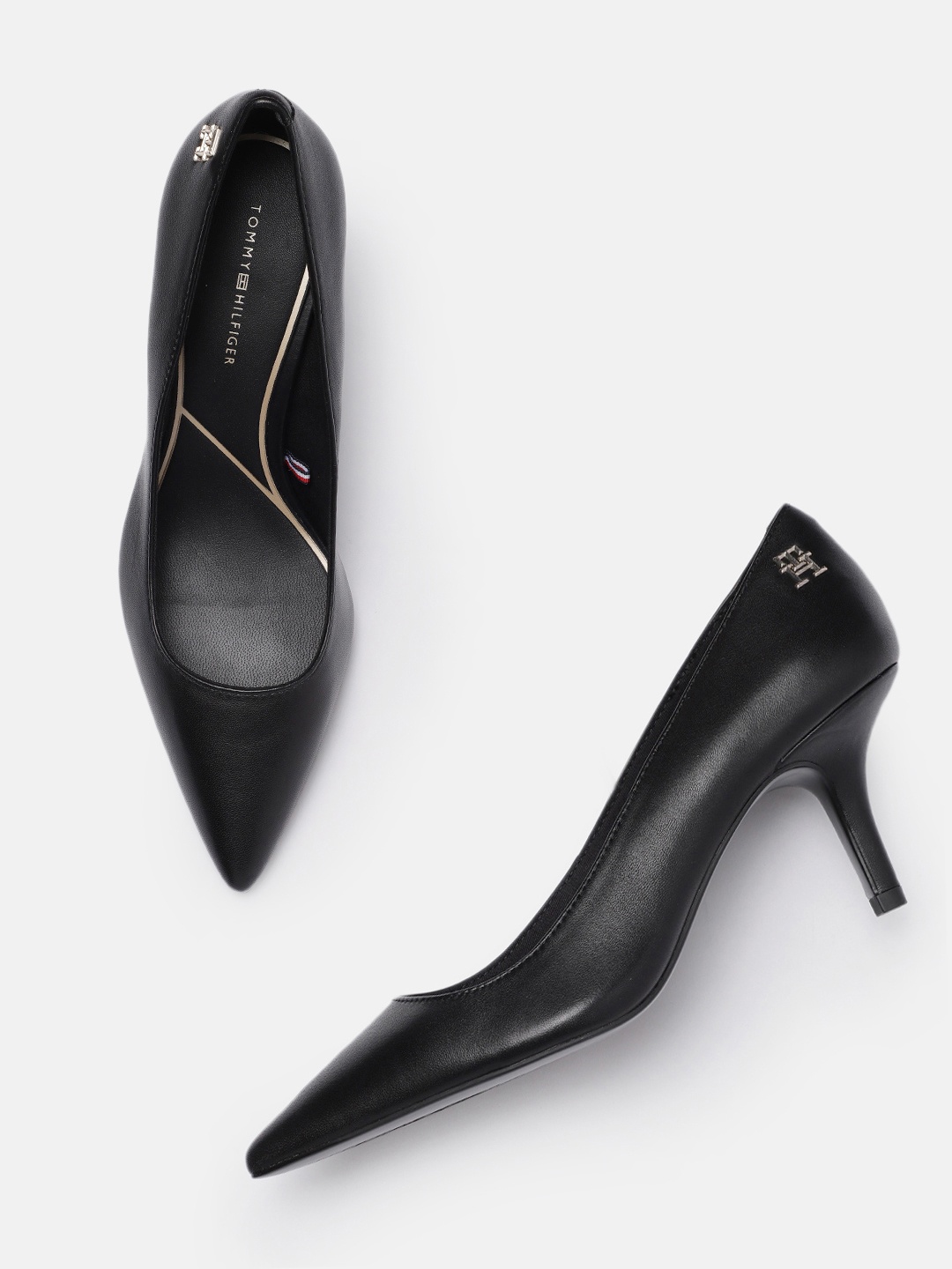 

Tommy Hilfiger Black Leather Pointed Toe Stilettos