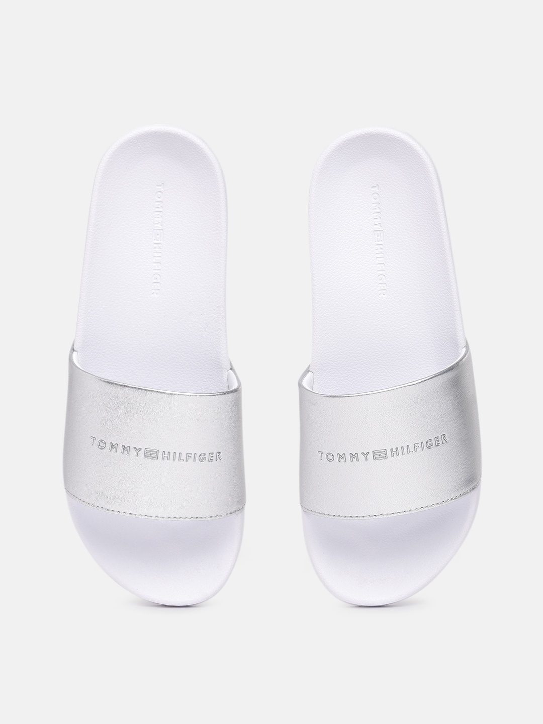 

Tommy Hilfiger Women Silver-Toned Sliders