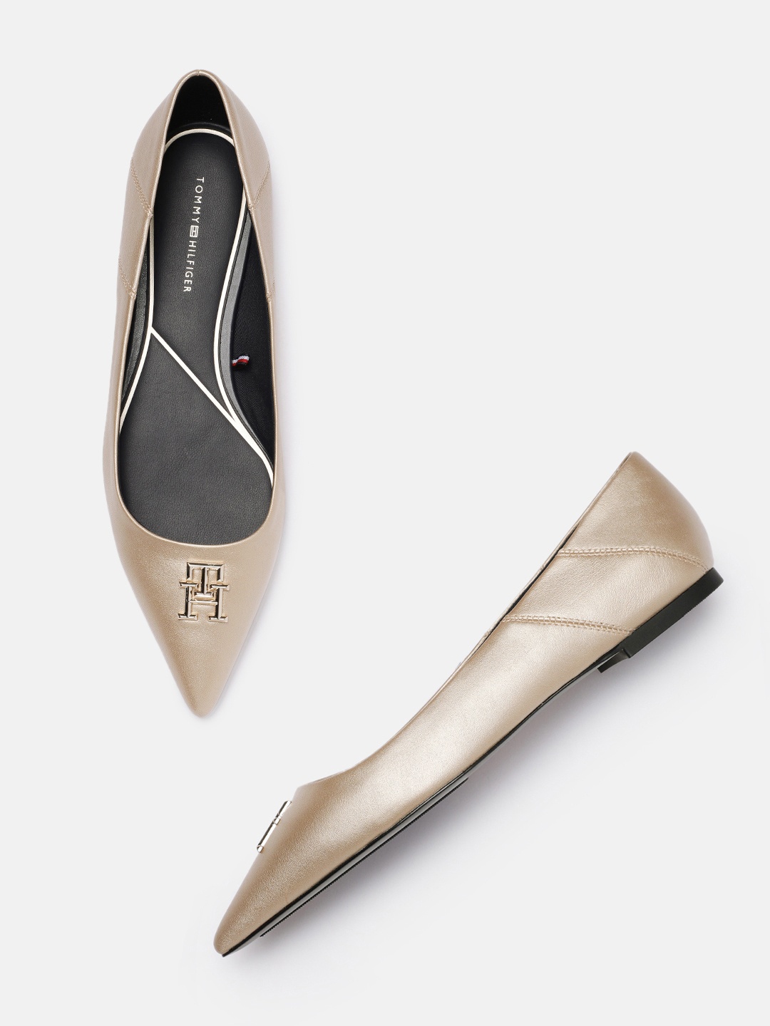 

Tommy Hilfiger Women Solid Ballerinas, Gold