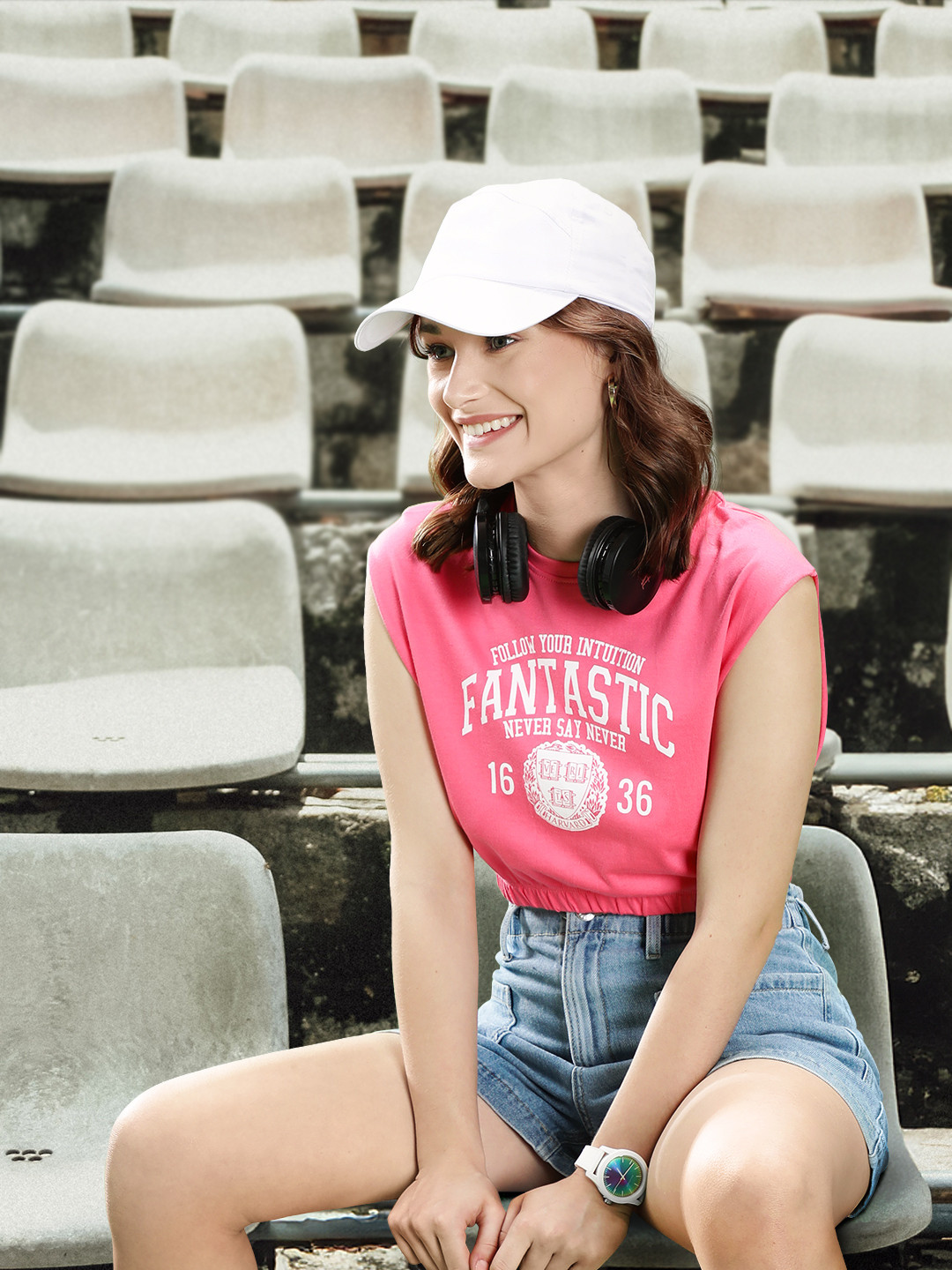 

Harvard Pretty Pink & White Graphic Typography Printed Take The Vest Pure Cotton T-shirt