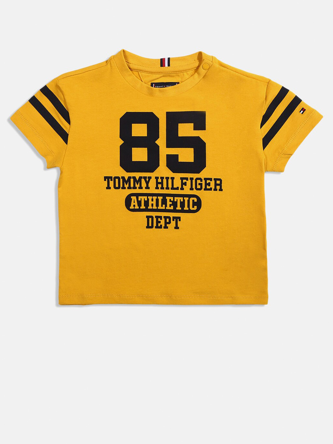

Tommy Hilfiger Boys Typography Printed Cotton T-shirt, Yellow