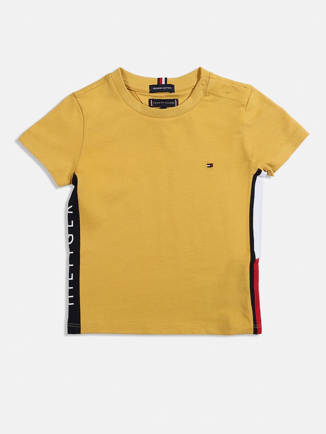 

Tommy Hilfiger Boys Typography Printed Cotton T-shirt, Yellow