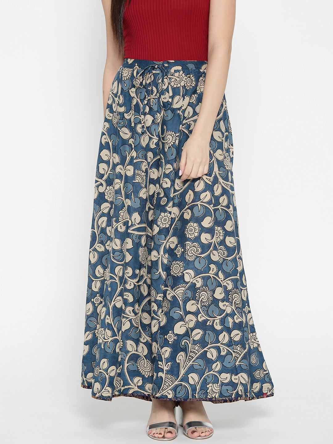 

Biba Women Blue & Beige Printed Flared Palazzos
