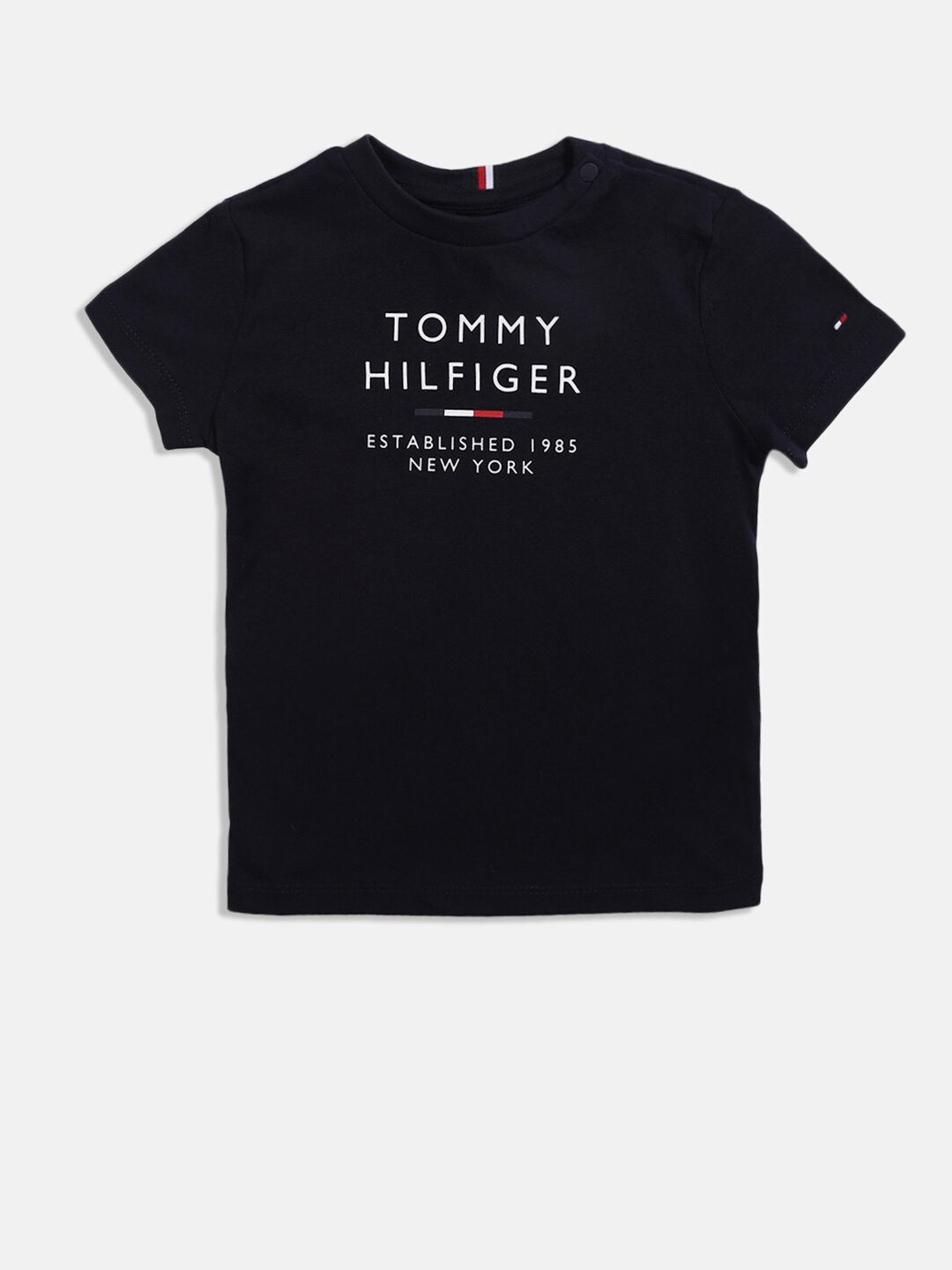 

Tommy Hilfiger Boys Typography Printed Cotton T-shirt, Navy blue