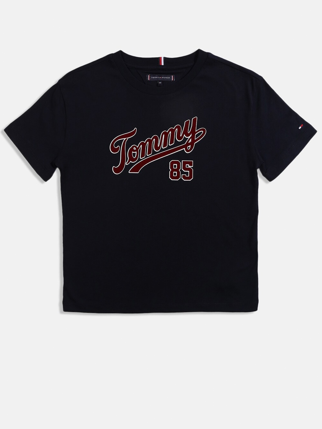 

Tommy Hilfiger Boys Typography Printed Cotton T-shirt, Navy blue