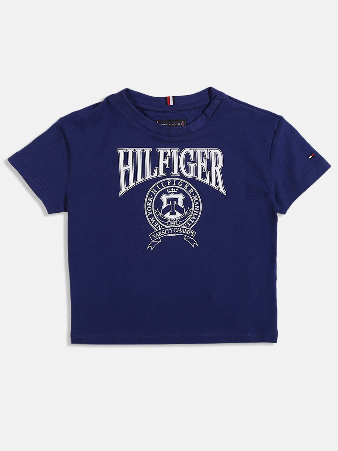

Tommy Hilfiger Boys Typography Printed Cotton T-shirt, Navy blue