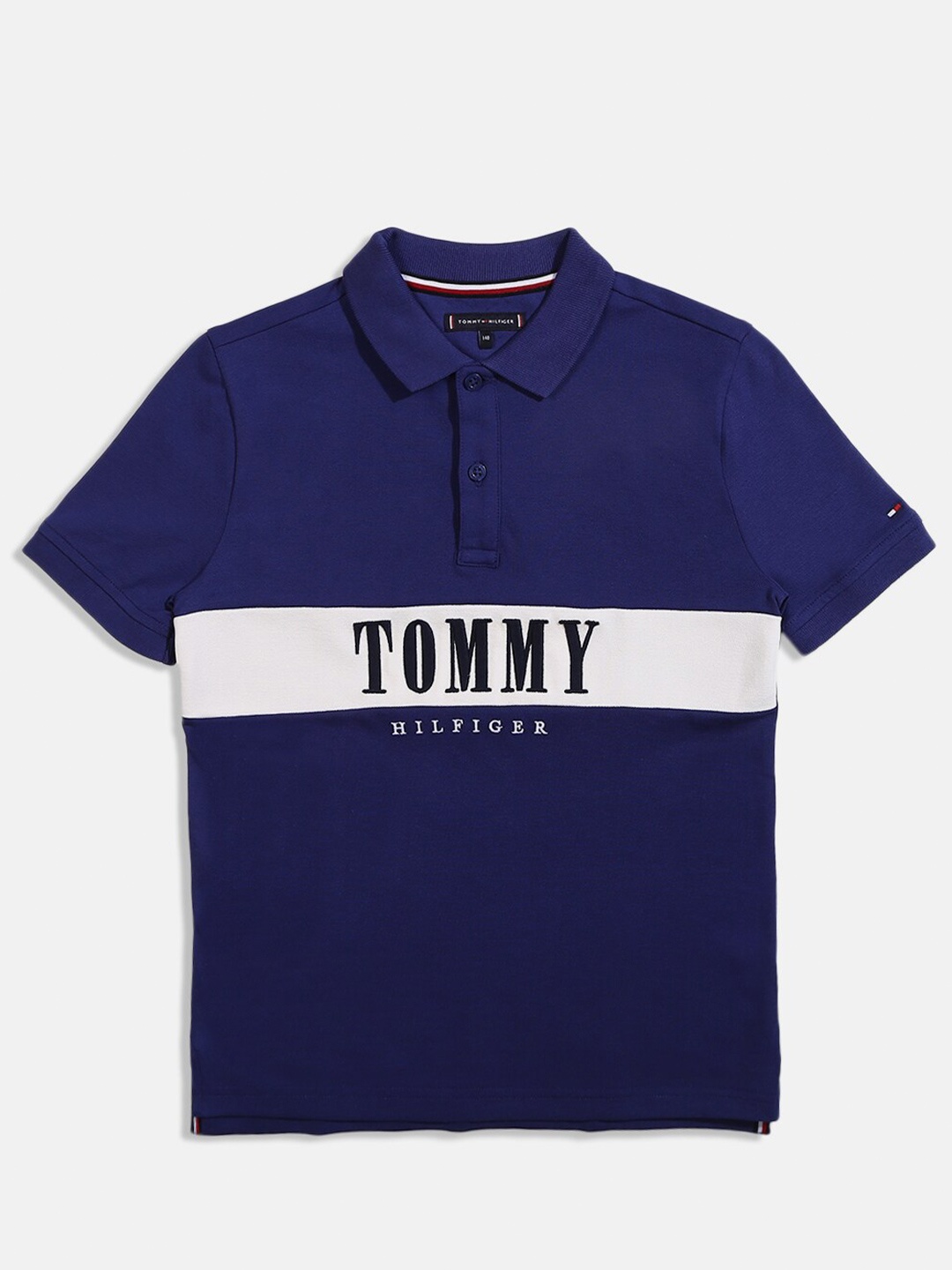 

Tommy Hilfiger Boys Typography Printed Cotton T-shirt, Blue