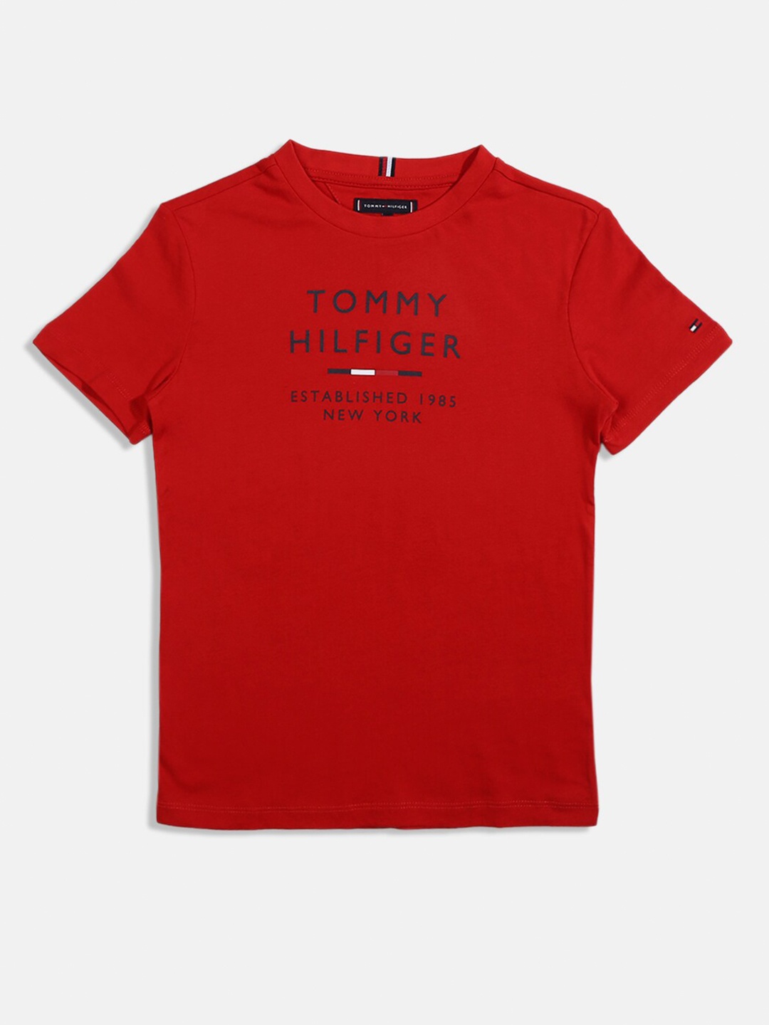 

Tommy Hilfiger Boys Typography Printed Cotton T-shirt, Red