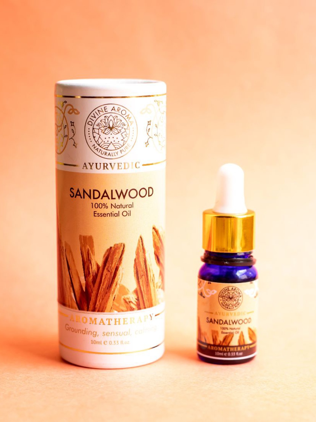 

DIVINE AROMA Sandalwood 100% Natural Essential Oil 10ml, Brown