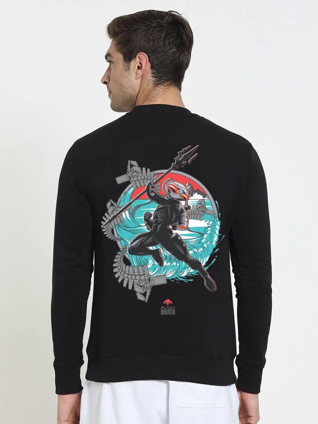 

Bewakoof Men Back Graphic Fleece Sweatshirt, Black