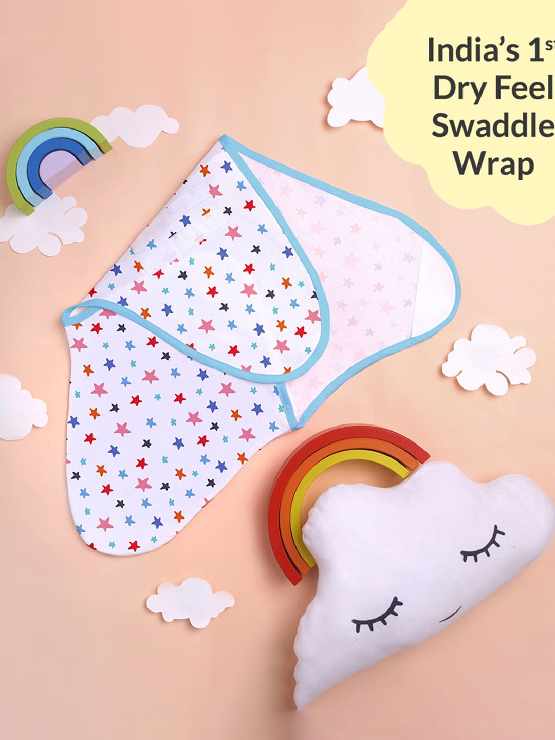 

SuperBottoms Infants Printed Pure Cotton Swaddle Wrap, Blue