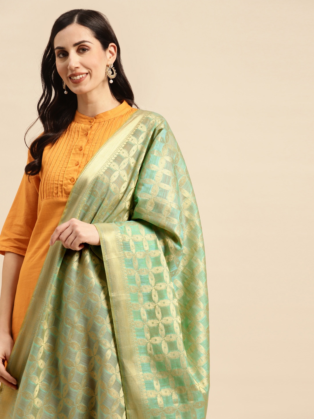

Banarasi Style Ethnic Motifs Woven Design Dupatta with Zari, Blue