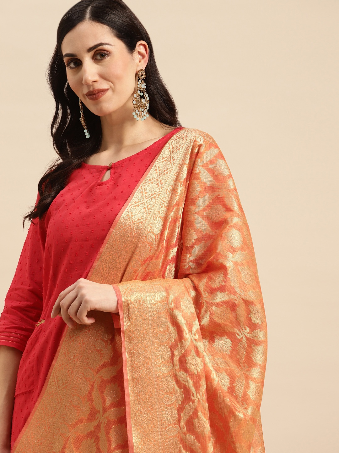 

Banarasi Style Ethnic Motifs Woven Design Dupatta with Zari, Mustard