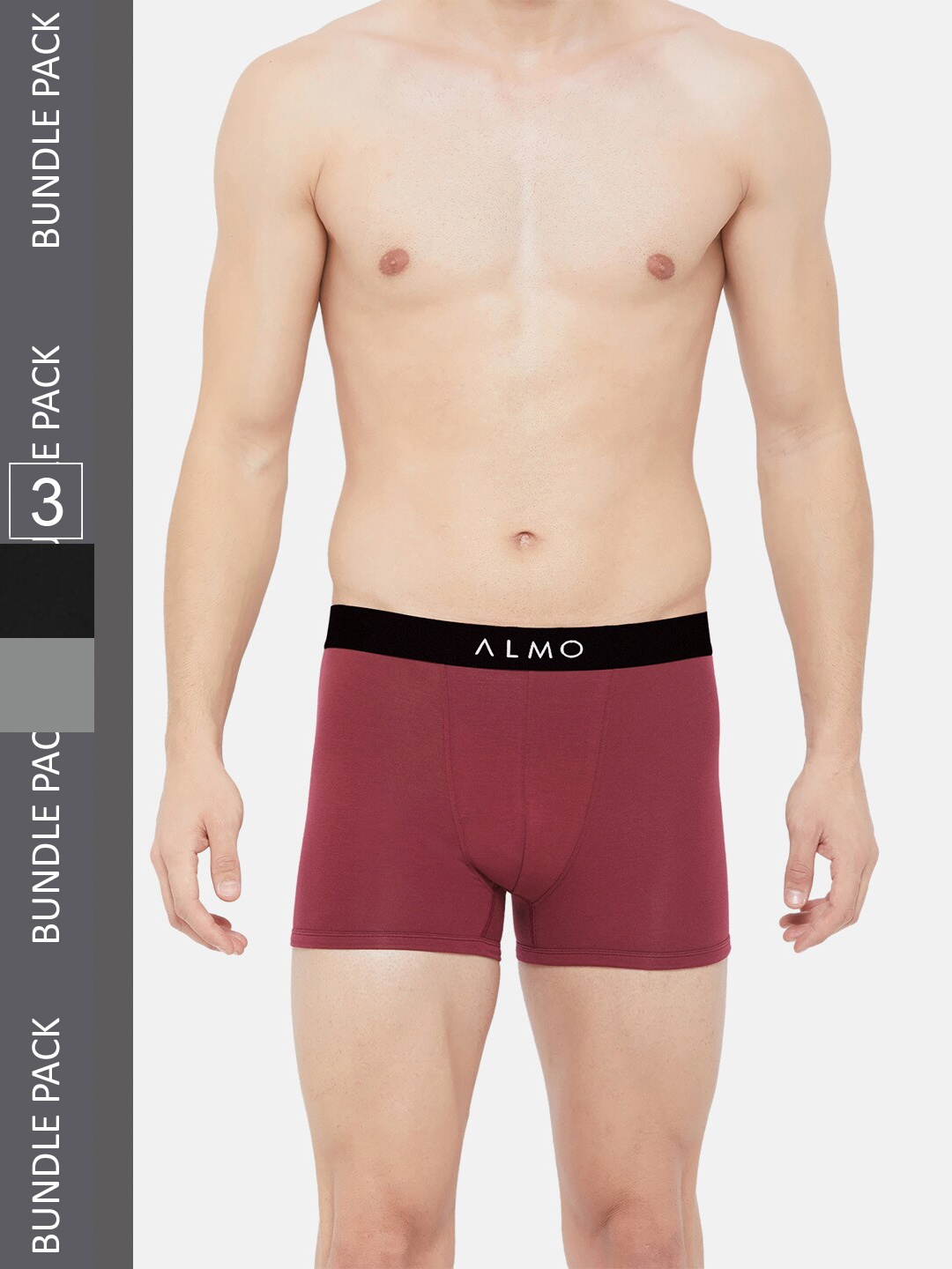 

Almo Wear Men Pack Of 3 Cotton Trunk CRED-OC-T-BRSG, Black