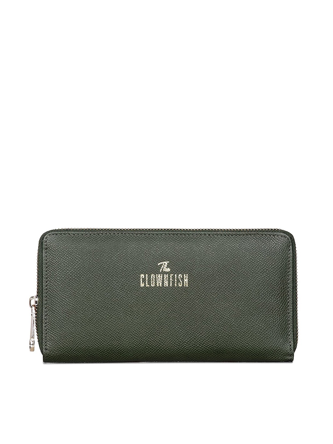 

THE CLOWNFISH Women Leather Zip Around Wallet, Green